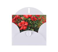 YYHWHJDE White Greeting Card Red geraniums Prints for Christmas, Children's Birthday, Valentine's Day, and Party Invitation