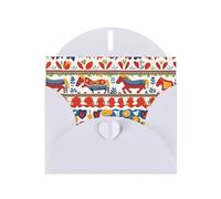 YYHWHJDE White Greeting Card Runner Swedish Dala Horse Folk Prints for Christmas, Children's Birthday, Valentine's Day, and Party Invitation