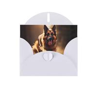 YYHWHJDE White Greeting Card Running german shepherd dog Pattern for Festive Birthday Party Invitation