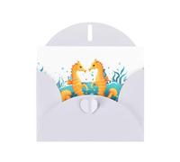 YYHWHJDE White Greeting Card Seahorses playing in the sea Pattern for Christmas, Children's Birthday, Valentine's Day, and Party Invitation