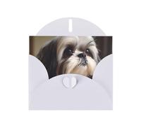 YYHWHJDE White Greeting Card Shih Tzu Dog Prints for Christmas, Children's Birthday, Valentine's Day, and Party Invitation