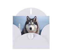YYHWHJDE White Greeting Card Siberian Husky Pattern for Festive Birthday Party Invitation