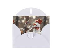 YYHWHJDE White Greeting Card Snowman Squirrel Pattern Perfect for Valentine's Day, Wedding Anniversary & Party Invitations