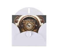 YYHWHJDE White Greeting Card Steampunk Clock Prints for Christmas, Children's Birthday, Valentine's Day, and Party Invitation