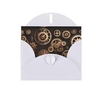YYHWHJDE White Greeting Card Steampunk Mechanical Gears Pattern for Christmas, Children's Birthday, Valentine's Day, and Party Invitation
