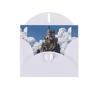 YYHWHJDE White Greeting Card The Castle On Top Of The Hill Pattern Perfect for Valentine's Day, Wedding Anniversary & Party Invitations