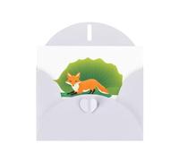 YYHWHJDE White Greeting Card The Fox On The Lotus Leaf Picture for Festive Birthday Party Invitation