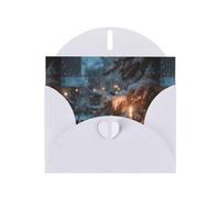 YYHWHJDE White Greeting Card The Lone Lamp Under The Cedars Pattern Perfect for Valentine's Day, Wedding Anniversary & Party Invitations