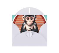YYHWHJDE White Greeting Card The silent monkey Prints for Christmas, Children's Birthday, Valentine's Day, and Party Invitation