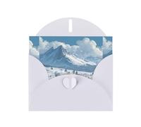 YYHWHJDE White Greeting Card Train under the snowy mountains Pattern for Christmas, Children's Birthday, Valentine's Day, and Party Invitation