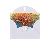 YYHWHJDE White Greeting Card tree of life tropical fish Pattern Perfect for Valentine's Day, Wedding Anniversary & Party Invitations