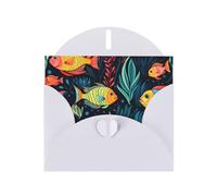 YYHWHJDE White Greeting Card tropical fish Pattern Perfect for Valentine's Day, Wedding Anniversary & Party Invitations