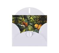 YYHWHJDE White Greeting Card Tropical Rainforest Palm Leaves Pattern for Christmas, Children's Birthday, Valentine's Day, and Party Invitation