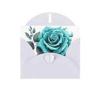 YYHWHJDE White Greeting Card turquoise grey rose Pattern for Festive Birthday Party Invitation