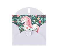 YYHWHJDE White Greeting Card Unicorn with pink hair Prints for Christmas, Children's Birthday, Valentine's Day, and Party Invitation