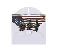 YYHWHJDE White Greeting Card US Military Soldiers Patriotic Memorial Day Prints for Christmas, Children's Birthday, Valentine's Day, and Party Invitation