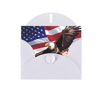 YYHWHJDE White Greeting Card USA Patriotic Eagle with American Flag Pattern Perfect for Valentine's Day, Wedding Anniversary & Party Invitations