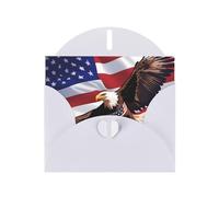 YYHWHJDE White Greeting Card USA Patriotic Eagle with American Flag Prints for Christmas, Children's Birthday, Valentine's Day, and Party Invitation
