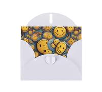YYHWHJDE White Greeting Card Various smiley faces Pattern Perfect for Valentine's Day, Wedding Anniversary & Party Invitations