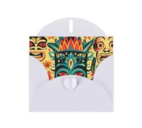 YYHWHJDE White Greeting Card Vintage Aloha Tiki Pattern Prints for Christmas, Children's Birthday, Valentine's Day, and Party Invitation