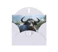 YYHWHJDE White Greeting Card Water Buffalo Pattern for Christmas, Children's Birthday, Valentine's Day, and Party Invitation