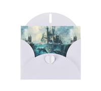 YYHWHJDE White Greeting Card Whale Under The Castle Pattern Perfect for Valentine's Day, Wedding Anniversary & Party Invitations