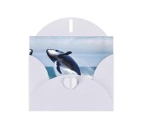 YYHWHJDE White Greeting Card Whales at sea Pattern for Christmas, Children's Birthday, Valentine's Day, and Party Invitation