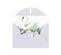 YYHWHJDE White Greeting Card White swan with flowers Pattern for Festive Birthday Party Invitation