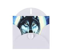 YYHWHJDE White Greeting Card wolf under moon Prints for Christmas, Children's Birthday, Valentine's Day, and Party Invitation