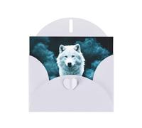 YYHWHJDE White Greeting Card Wolf With Smoke Pattern for Festive Birthday Party Invitation