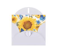YYHWHJDE White Greeting Card yellow sunflowers with blue butterflies Pattern for Festive Birthday Party Invitation