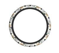 YYHWHJDE White Lily Seal Prints Quality Steering Wheel Grip - Quality Neoprene Cover for Universal Vehicle Protection