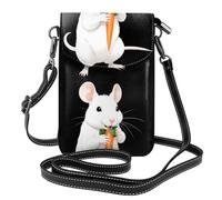 YYHWHJDE White Rat Eating Carrots Prints Small Leather Women'S Crossbody Flip Phone Bag, Waterproof And Durable