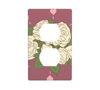 YYHWHJDE White Rose of Love Prints Double Socket Wall Panel Electrical Socket Cover Plate Shatter Decoration Durable 4.5x2.76in
