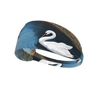 YYHWHJDE White Swan Swimming Picture Sports headband for women sweat proof bandeau summer elastic band