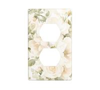 YYHWHJDE White Watercolor Floral Rose Pattern Double Socket Wall Panel Decorative for Residential and Commercial Areas 4.5x2.76in