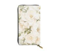 YYHWHJDE White Watercolor Floral Rose Printing Quality Leather Long Clutch Wallet Designed for Fashion Girls and Women Stylish 7.48 x 4.13 in