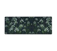 YYHWHJDE White Wildflower Picture Extra Large Mouse Pad, Computer Office Anti Slip Gaming Keyboard Thickened Version 12x31.5in