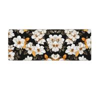YYHWHJDE White Yellow Flower Picture Extra Large Mouse Pad, Computer Office Anti Slip Gaming Keyboard Thickened Version 12x31.5in