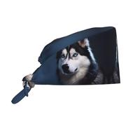 YYHWHJDE WHJDPP Husky Dog Printed Cleaning Working Cap Chef Hat for Women and Men, for Surgical, Nursing Black