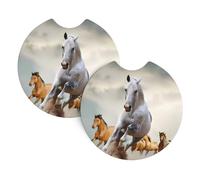 YYHWHJDE Wild Animal Horses Pattern Prints Car Cup Coasters 2-Pack - The Ideal Housewarming Gift for Car Owners - High-Grade Neoprene Throw, Effortless Style & Protection