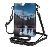 YYHWHJDE Wild Moon Picture Ladies' mobile phone with leather foreskin, crossbody flip cover, small adjustable shoulder strap