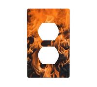 YYHWHJDE Wildfire Burning Picture Double Socket Wall Panel Decorative is Durable and Suitable for Socket Light Switch Accessories 4.5x2.76in