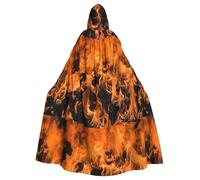 YYHWHJDE Wildfire Burning Picture Halloween Adult Hooded Cape Cloak No Zipper, Comfortable For Costume Parties