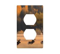 YYHWHJDE Wildlife Hunting Deer Bear Elk Picture Double Socket Wall Panel Decorative is Durable and Suitable for Socket Light Switch Accessories 4.5x2.76in
