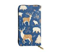 YYHWHJDE Wildlife Hunting Deer Bear elk Prints Quality Leather Long Clutch Wallet Designed for Fashion Girls and Women Stylish 7.48 x 4.13 in
