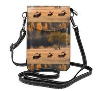 YYHWHJDE Wildlife Hunting Deer Bear Elk Prints Small Leather Women'S Crossbody Flip Phone Bag, Waterproof And Durable