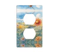 YYHWHJDE Windmill in The Distance Pattern Double Socket Wall Panel Decorative for Residential and Commercial Areas 4.5x2.76in