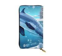 YYHWHJDE winter the dolphin Pattern Leather long clutch wallet Designed for fashion girls and women stylish and personalized 7.48 x 4.13 in, Black, One Size
