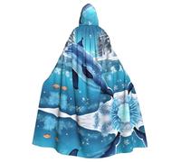 YYHWHJDE winter the dolphin Prints Adult Hooded Cloak is a super large, comfortable, and durable Halloween hooded poncho